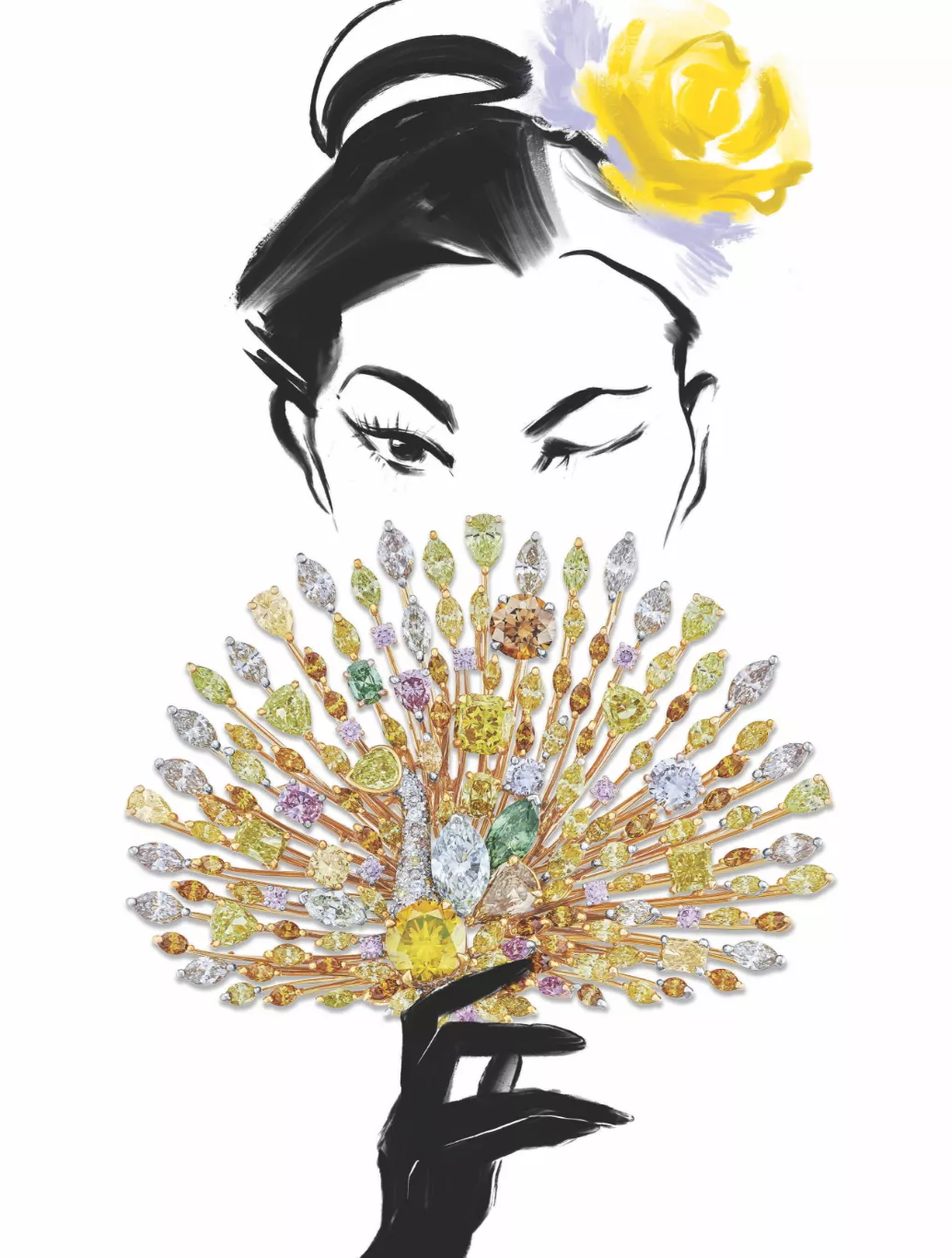 Rare, exquisitely vivid coloured diamonds, carefully collected over years to build this magnificent peacock brooch cum pendant