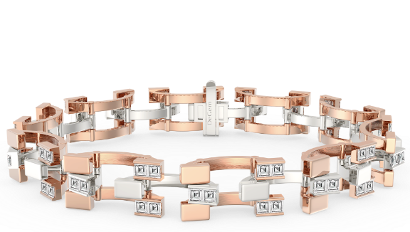 DeGem Respirer Carre Diamond 3-dimensional bracelet in 18K Rose and White Gold - DeGem Malaysia